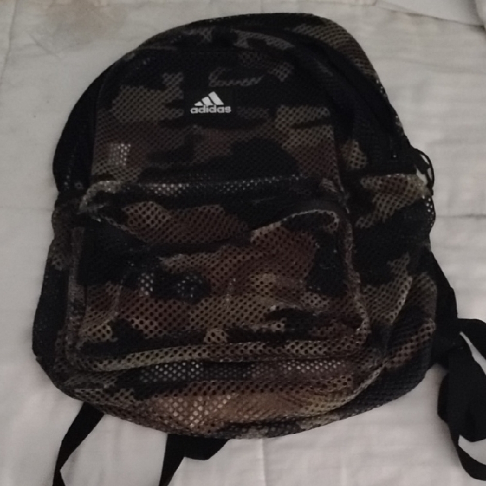 Adidas Men's Black and Brown Camo Backpack